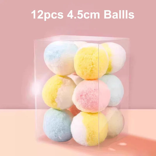 12pcs Colours Plush Ball Cat Toys